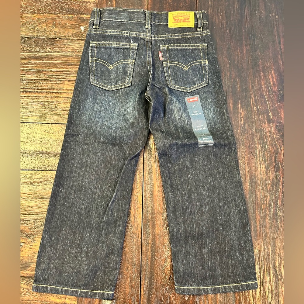 505 Levi's Regular Length Indigo Straight Jeans- 4T - Picture 4 of 6